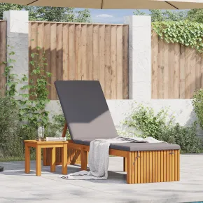 Șezlong Exterior din Lemn de Acacia cu Pernă | Comandă Acum