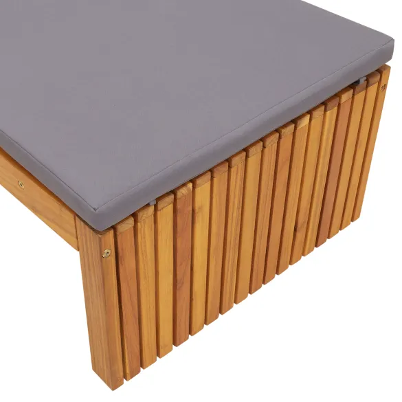 Șezlong Exterior din Lemn de Acacia cu Pernă | Comandă Acum