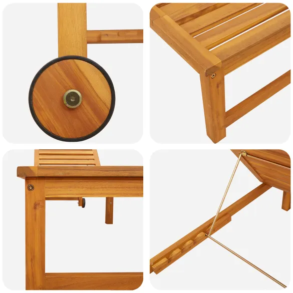 Șezlong Lemn Acacia - Comandă cu Livrare Gratuită