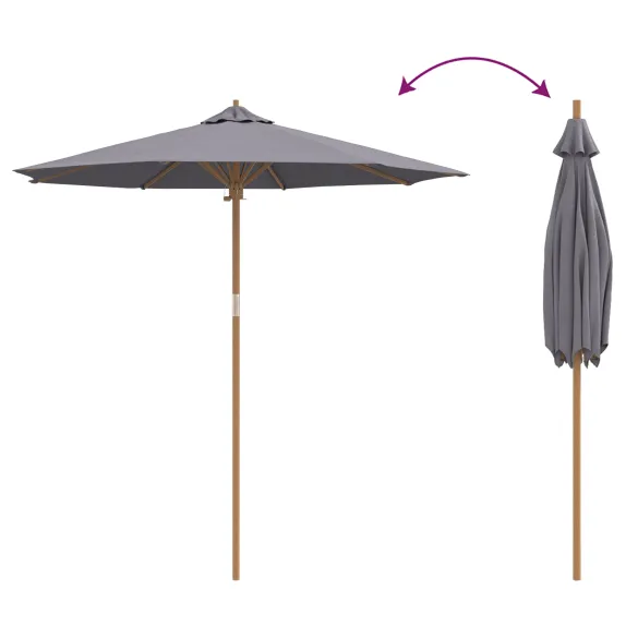 Parasol Bambus Gri 240x260 cm - Livrare Gratuită