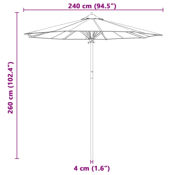 Parasol Bambus Gri 240x260 cm - Livrare Gratuită