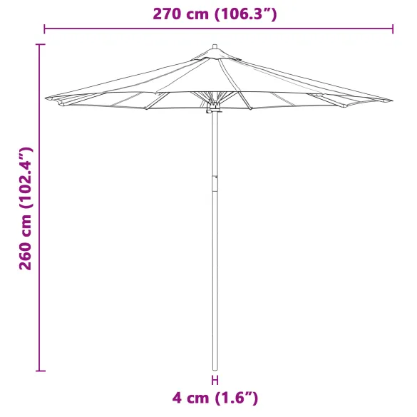 Parasol Bambus Crem 270x260 cm - Livrare Gratuită