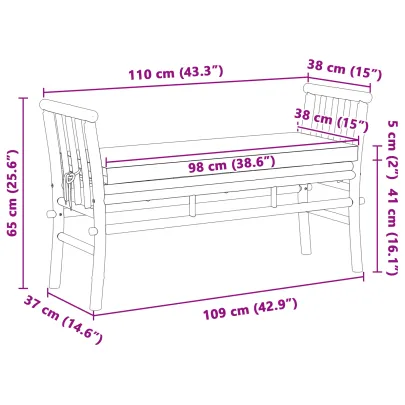 Bancă Bambus pentru Exterior cu Pernă 110cm - Livrare Gratuită