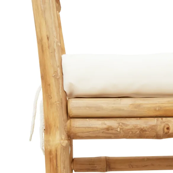 Bancă Grădină Bambus cu Pernă | Livrare Gratuită