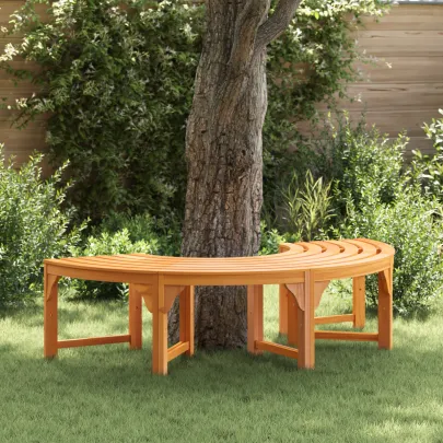 Bancă Exterior Semirotundă 160 cm Lemn Eucalipt Solid