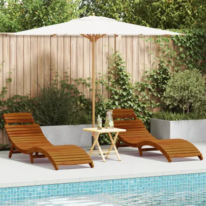 Șezlonguri 2 buc Lemn Acacia | Mobilier Gradina Compact