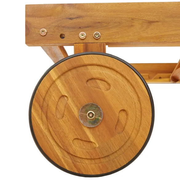 Șezlong Exterior cu Roti din Lemn Masiv - Pernă Roșie Inclusă Șezlong Exterior cu Roti din Lemn Masiv - Pernă Roșie Inclusă