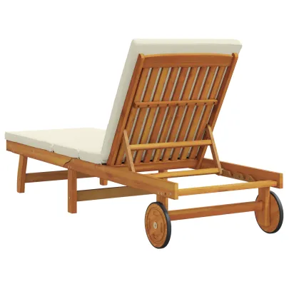 Șezlong cu Roți și Pernă - Lemn de Acacia pentru Grădină