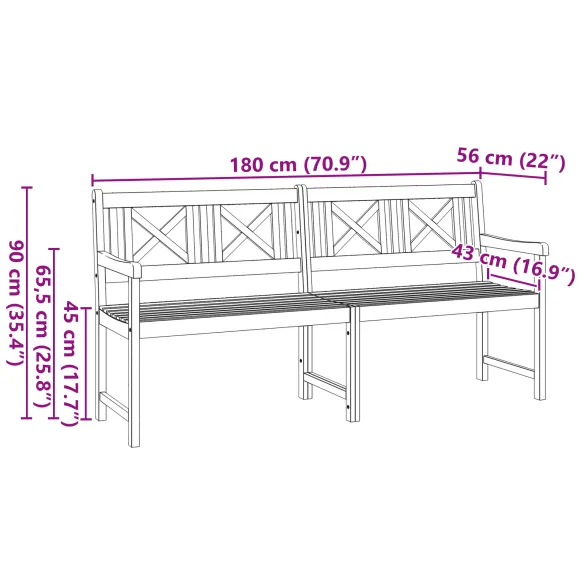 Bancă Grădină Lemn Acacia | 3 Persoane | Livrare Gratuită