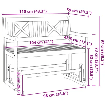 Bancă Glisantă Grădină Lemn Acacia | Livrare Gratuită