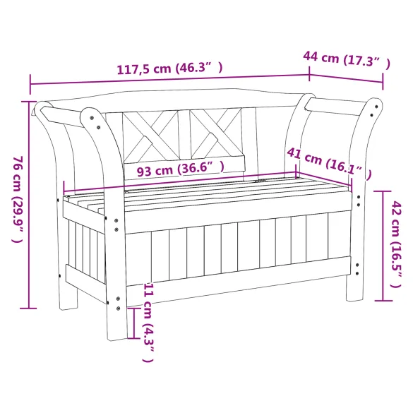 Bancă Grădină Acacia cu Depozitare - Livrare Gratuită