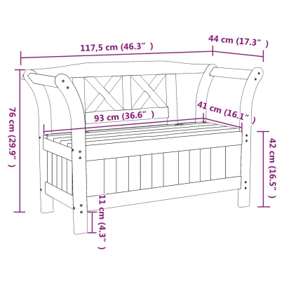 Bancă Grădină Acacia cu Depozitare - Livrare Gratuită