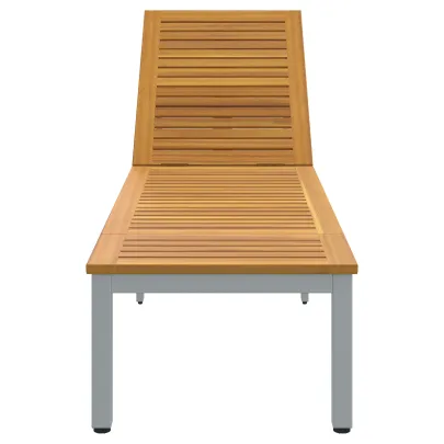 Șezlong Gri Lemn Masiv de Tec | Livrare Gratuită 7-9 Zile