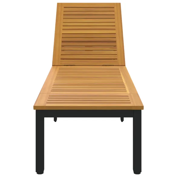 Șezlong Negru din Lemn de Acacia | Livrare Gratuită