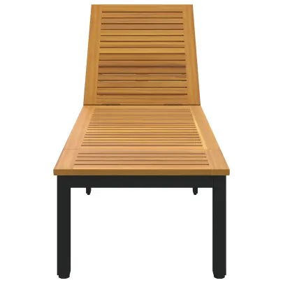 Șezlong Negru din Lemn de Acacia | Livrare Gratuită