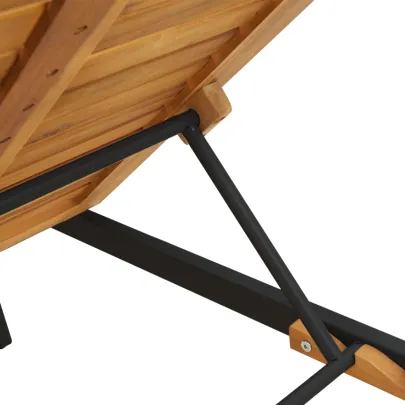 Șezlong Negru din Lemn de Acacia | Livrare Gratuită