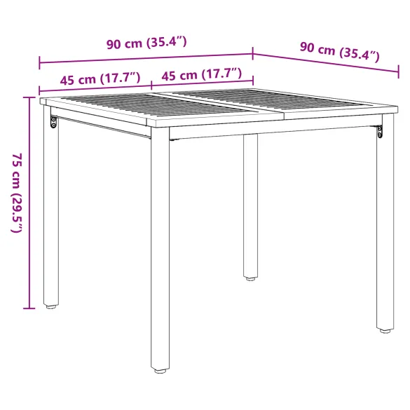 Masă Grădină Acacia Metal 90x90 cm - Livrare Gratuită
