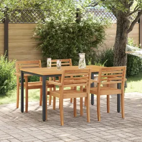 Masă Grădină din Lemn Acacia și Metal | Livrare Gratuită