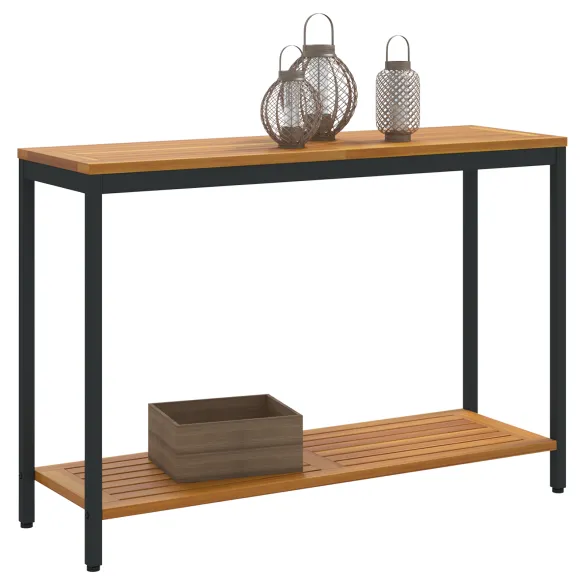 Masă Exterior Lemn Masiv și Oțel - Livrare Gratuită