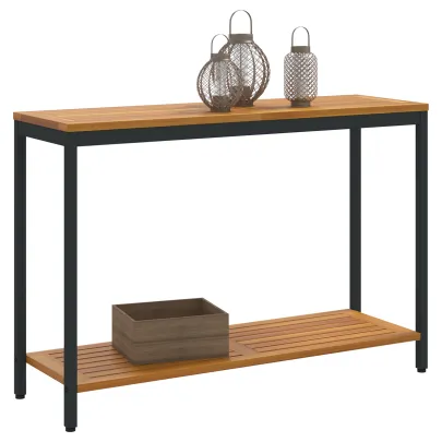 Masă Exterior Lemn Masiv și Oțel - Livrare Gratuită