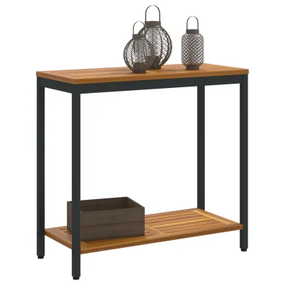 Masă Exterior Lemn Masiv și Oțel - Livrare Gratuită