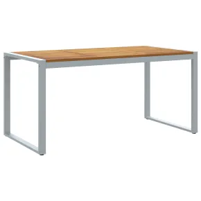 Masă Dining Outdoor Gri 160x80 cm - Oțel și Lemn de Acacia 2