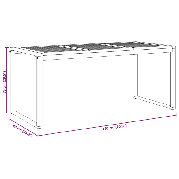 Masă Dining Exterior Gri, Lemn Acacia - 180x90 cm | vidaXL