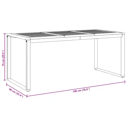 Masă Dining Exterior Gri, Lemn Acacia - 180x90 cm | vidaXL
