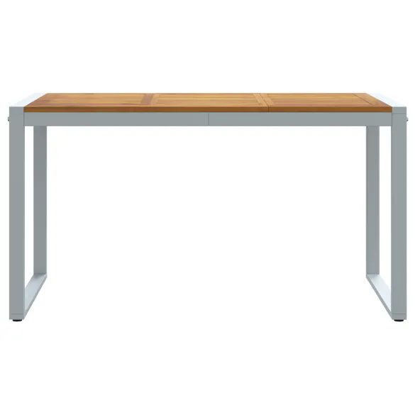 Masă Dining Exterior Gri 140x80 cm - Oțel și Lemn de Acacia