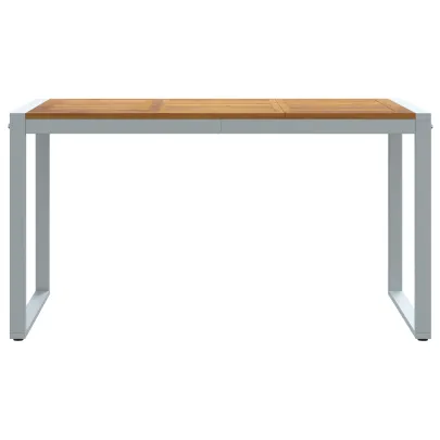 Masă Dining Exterior Gri 140x80 cm - Oțel și Lemn de Acacia