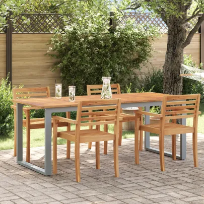 Masă Dining Exterioară 200x90 cm - Lemn Acacia și Oțel