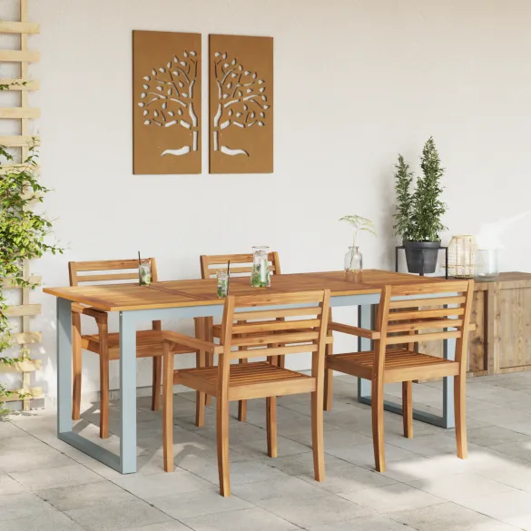 Masă Dining Exterioară 200x90 cm - Lemn Acacia și Oțel