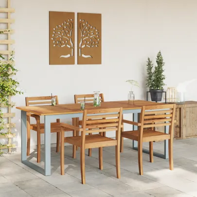 Masă Dining Exterioară 200x90 cm - Lemn Acacia și Oțel