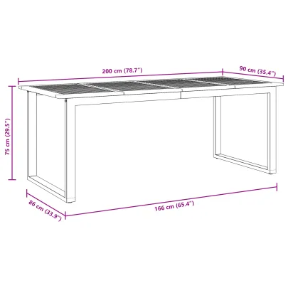 Masă Dining Exterioară 200x90 cm - Lemn Acacia și Oțel
