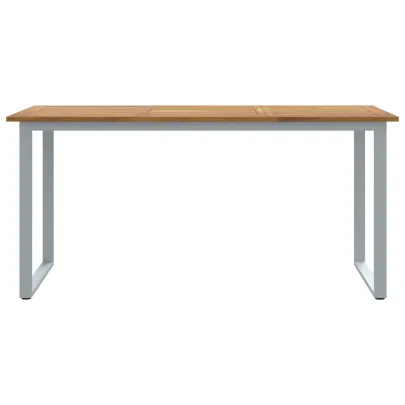 Masă Dining Exterior Gri - Oțel și Lemn Acacia | vidaXL