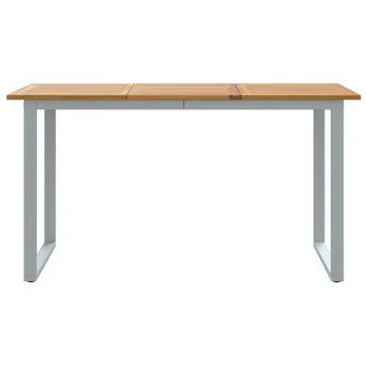 Masă Dining Exterioară Gri 140x80 cm - Oțel și Lemn de Acacia