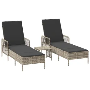 Set Șezlonguri cu Masă Outdoor - Rattan PE Gri 2