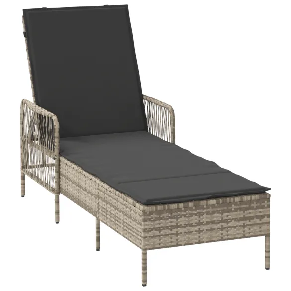 Set Șezlonguri cu Masă Outdoor - Rattan PE Gri