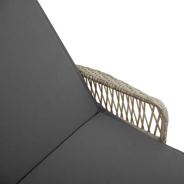 Set Șezlonguri cu Masă Outdoor - Rattan PE Gri