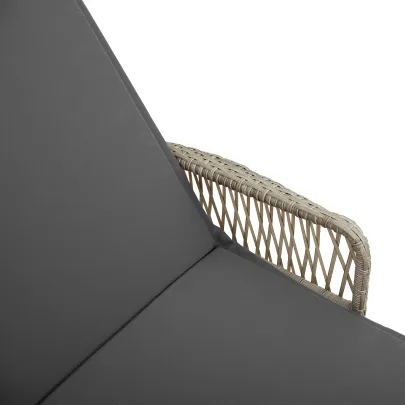 Set Șezlonguri cu Masă Outdoor - Rattan PE Gri