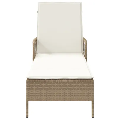 Șezlong Ratan Pliabil Bej - Comandă cu Livrare Gratuită