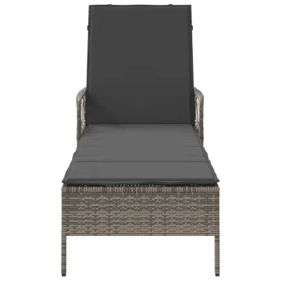 Șezlong Ratan Gri Reglabil - Livrare Gratuită în 7-9 Zile