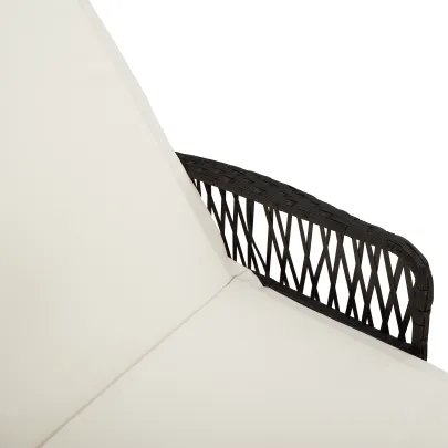 Șezlong Rattan Negru și Crem pentru Exterior - Comandă Acum