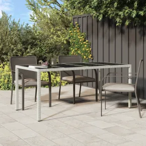 Masă Dining Grădină Albă Poliratan 190x90 cm | vidaXL