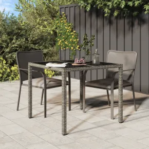 Masă Dining Gri Poliratan 90x90 cm pentru Exterior | vidaXL
