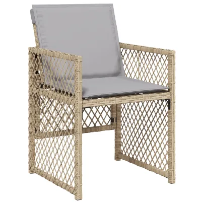 Set Dining Grădină Ratan Bej - Masă 80x80 cm cu Sticlă