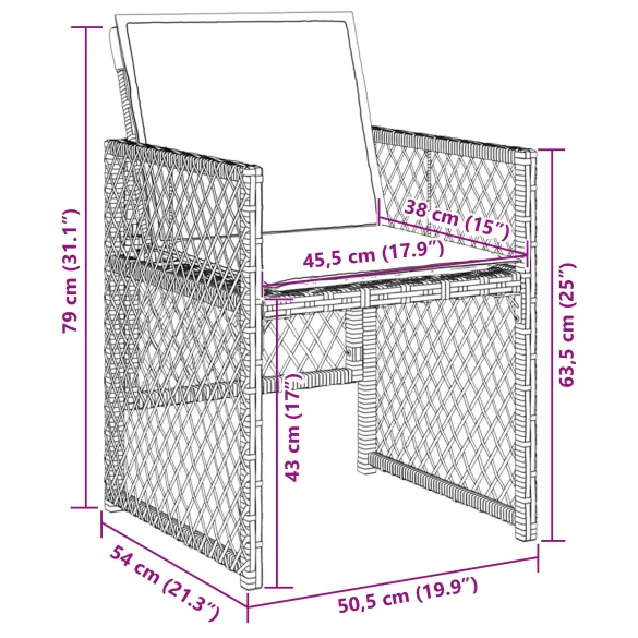 Set Dining Grădină Ratan Bej - Masă 80x80 cm cu Sticlă