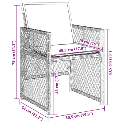 Set Dining Grădină Ratan Bej - Masă 80x80 cm cu Sticlă