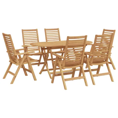 Set Dining Pliabil 7 Piese Lemn Tec - Masă și Scaune Grădină