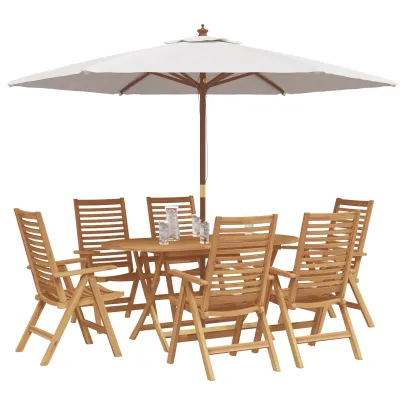 Set Dining Pliabil 7 Piese Lemn Tec - Masă și Scaune Grădină